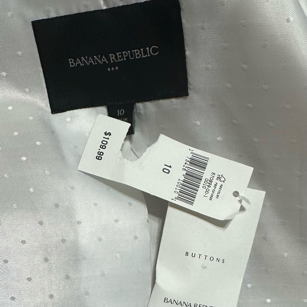 Banana Republic NWT Khaki with White Piping Notch Lapel Blazer Jacket - Picture 10 of 14